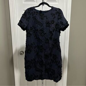 Banana Republic Navy and Black Embroidered Cocktail Dress